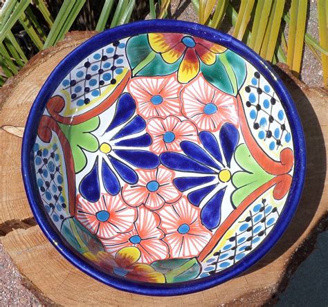 Planters Talavera Flower with water hole and <b>plate</b> to catch the extra water is Beautiful color <b>Mexican</b> folk art 8"X6" 5. . Mexican clay plates hand painted